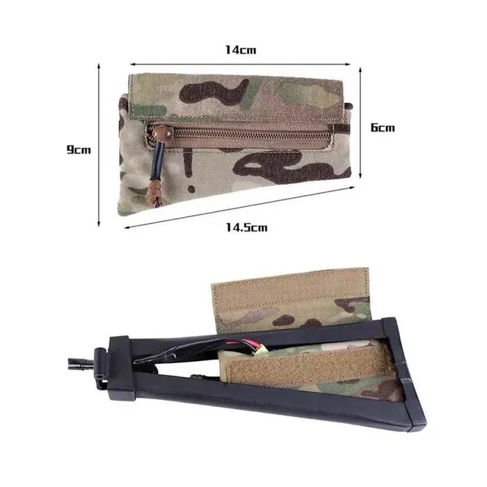 Poche de crosse tactique AK pour chasse - Support batterie arrière et rangement accessoires de fusil