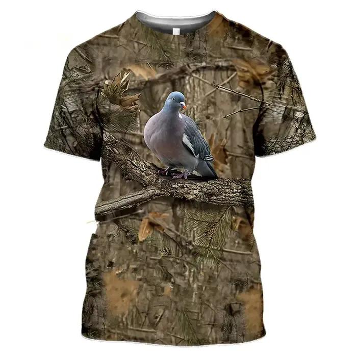 T-shirt camouflage chasse homme animal sanglier 3d décontracté été printemps occasionnels pull à manches courtes polyester élasthanne extensible respirant séchage rapide