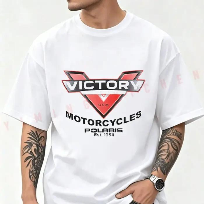 T-shirt en coton avec logo Victory Motorcycles pour hommes