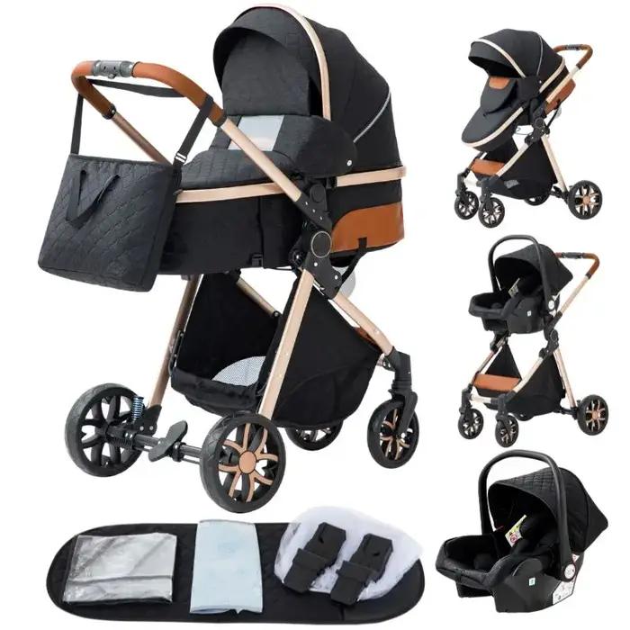 Système de poussette 3 en 1 pour bébé poussette légère pour nouveau-né poussette compacte pliable poussette d'hiver tout terrain pour bébé polyvalente robuste pour familles en croissance sorties quotidiennes voyages visites cadeau futur parent