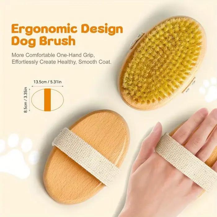 Brosse professionnelle pour chiens à poils courts avec poils de sanglier poignée antidérapante toilettage doux pour chiens et soins du pelage