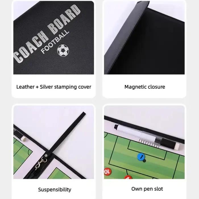 Tableau tactique magnétique en cuir PU pour entraîneur sportif tactiques football basketball volley-ball occasionnels