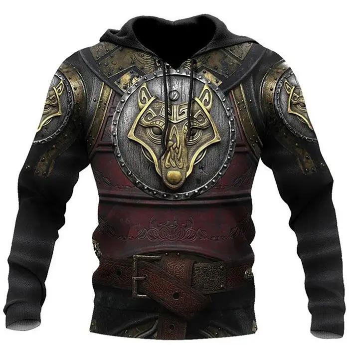 Sweat à capuche à manches longues imprimé 3D pour hommes