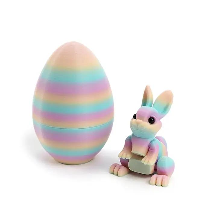 Ornement de Pâques tendance : Œufs de lapin imprimés en 3D, modèle animal arc-en-ciel amusant, cadea