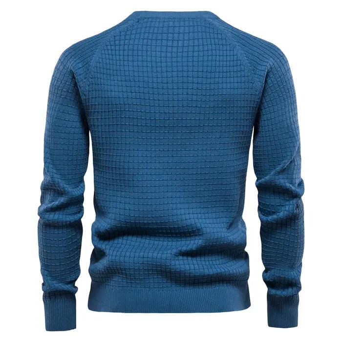 AIOPESON coton hommes chandails couleur unie col rond haute qualité maille pulls mâle nouveau hiver