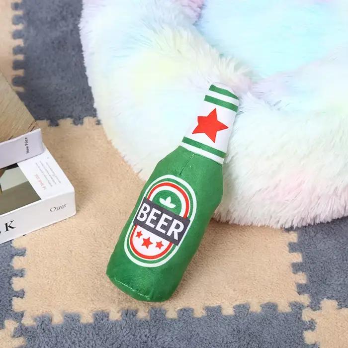 Jouet en peluche pour chien en forme de bouteille de bière pour chiens de petite à grande taille