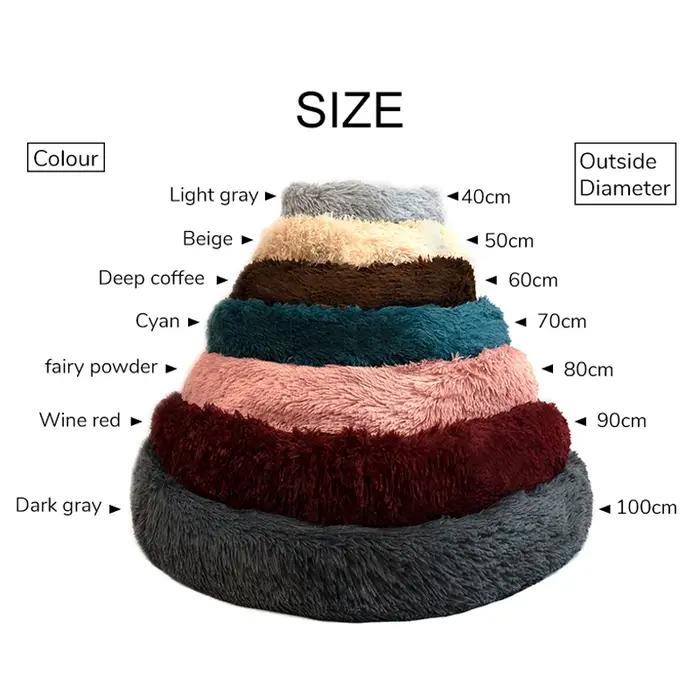 Lit pour chien de compagnie Long en peluche beignet rond chenil