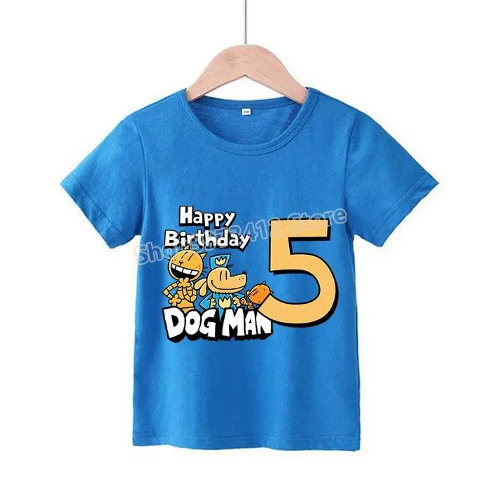 Chien homme Anime numéro t-shirt pour garçon vêtements d'anniversaire enfants coton t-shirts hauts dessin