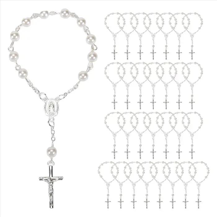 Chapelet de baptême en fausses perles, 30 pièces, pour communion