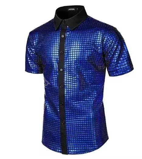 Nouvelle Chemise Homme 2026 Style Disco Années 70 Hippie, T-shirt Vintage à Paillettes Manches Court