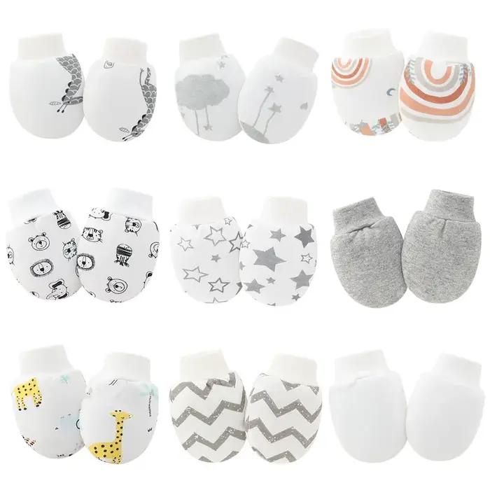 Gants de Protection pour nouveau-né, 6 paires/lot, mitaines pour bébé garçon, en coton doux, anti-ra