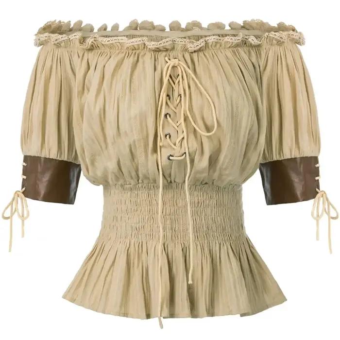 Tenue aristocratique rétro médiévale pour femmes, chemisier Vintage, haut Steampunk, manches victori