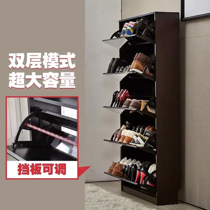 Armoire à chaussures de luxe légère, entrée ultra-mince, armoire d'angle seau à basculement extrêmem