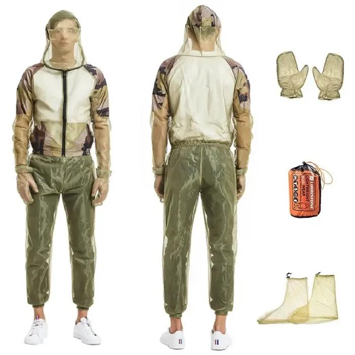 Combinaison anti-moustiques à capuche en maille pour la pêche en plein air, l'aventure, le camping e