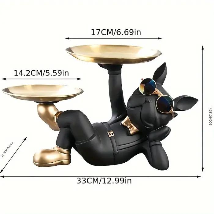 Figurines d'animaux bouledogues nordiques plateau de sculpture de chien cool en résine clé de collation de bonbons statue de rangement de bijoux de fruits décoration de maison occasions spéciales à offrir
