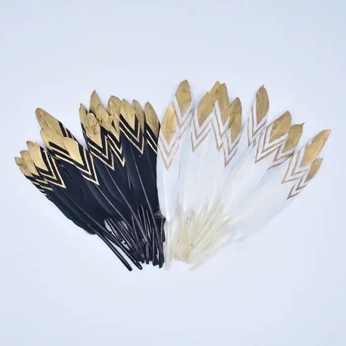 Lot de 20 Plumes de Canard et d'Oie Plaquées Or pour Artisanat DIY