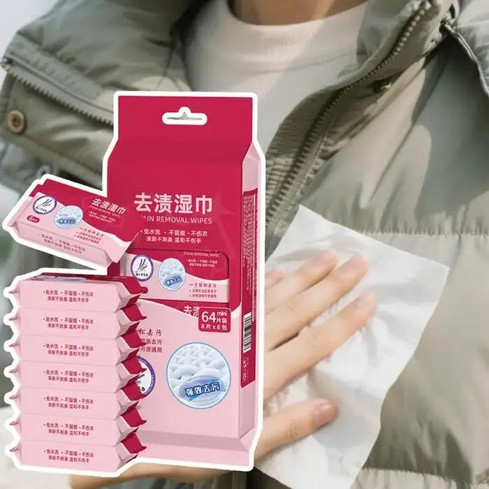 64 lingettes nettoyantes pour vêtements, multi-usages, sans lavage, pour enlever les taches, pour chaussures, cuir, vestes