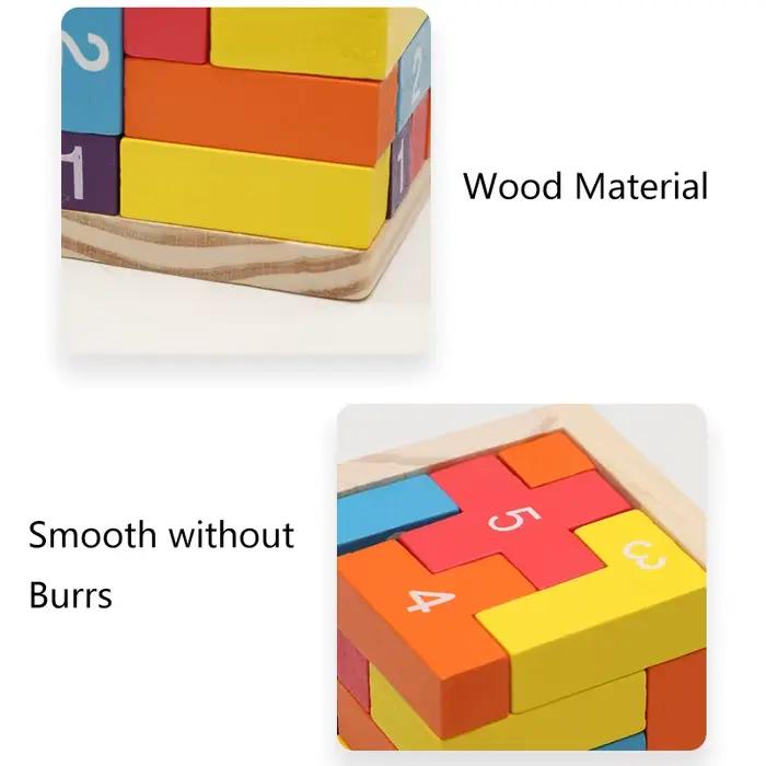 Puzzles en blocs de bois colorés, jouets de puzzle 3D classiques Luban Lock Cube, jeu intellectuel pour enfants et adultes