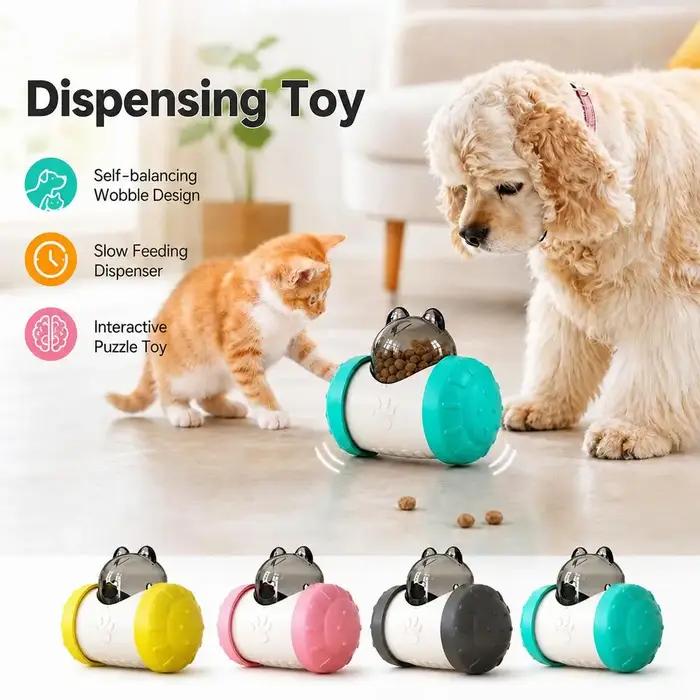 Distributeur de nourriture interactif Wobble jouet à bascule pour chiots distributeur lent de friandises pour chiens et chats accessoire d'entraînement pour animaux occasions spéciales