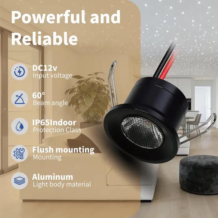 Mini spot LED encastrable argenté 2W 12V IP65, dimmable, pour plafond, escaliers, armoires, éclairag