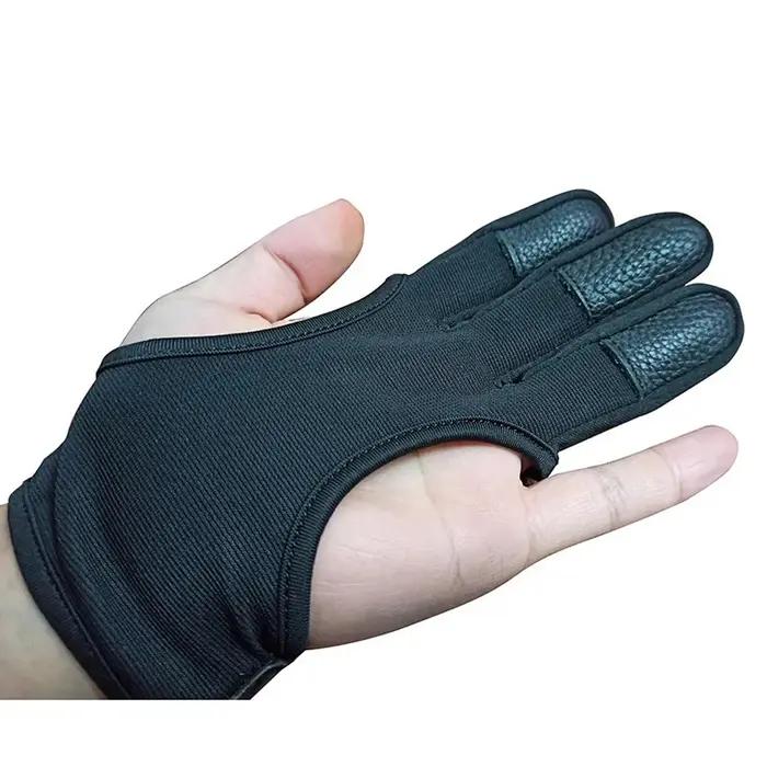 Gants de chasse en cuir 3 doigts - Prise antidérapante, respirants avec protecteurs de bout pour tir à l'arc