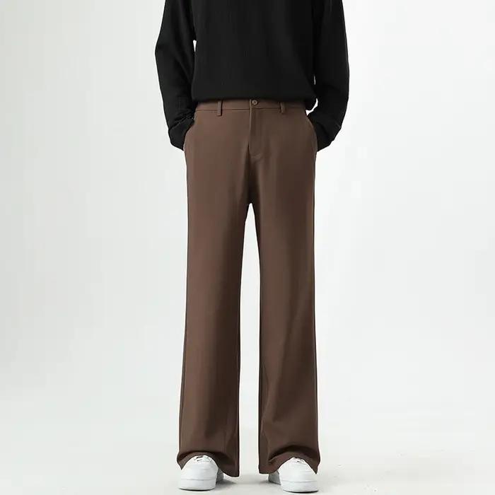Small Flared Version Men's Casual Pants 2025 Fashion Korean Loose Elastic Drape Business Office Solid Color Suit Trouser