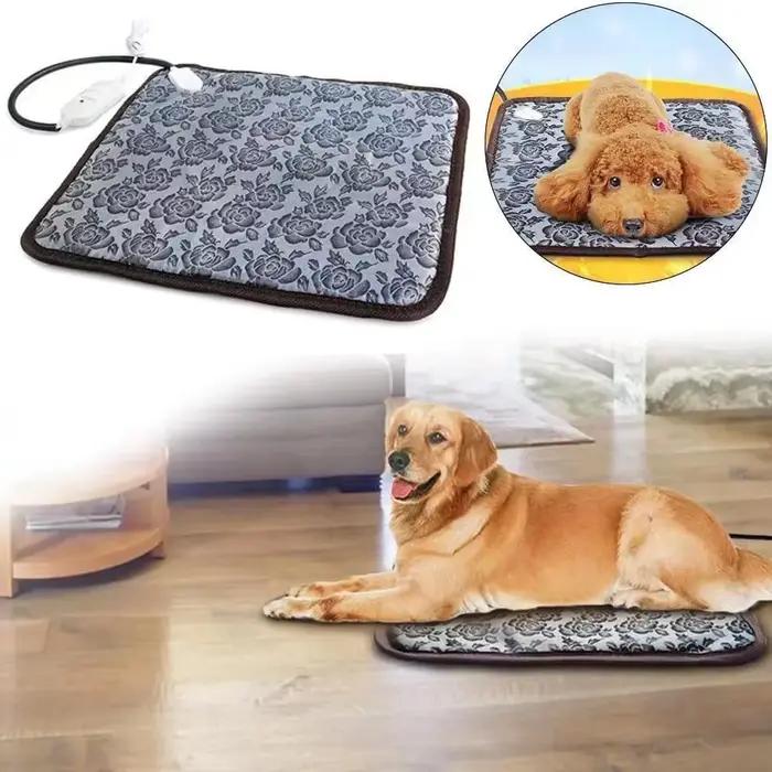 Tapis chauffant à température réglable pour animaux de compagnie coussin électrique étanche avec minuterie pour chiens et autres animaux de compagnie occasions spéciales