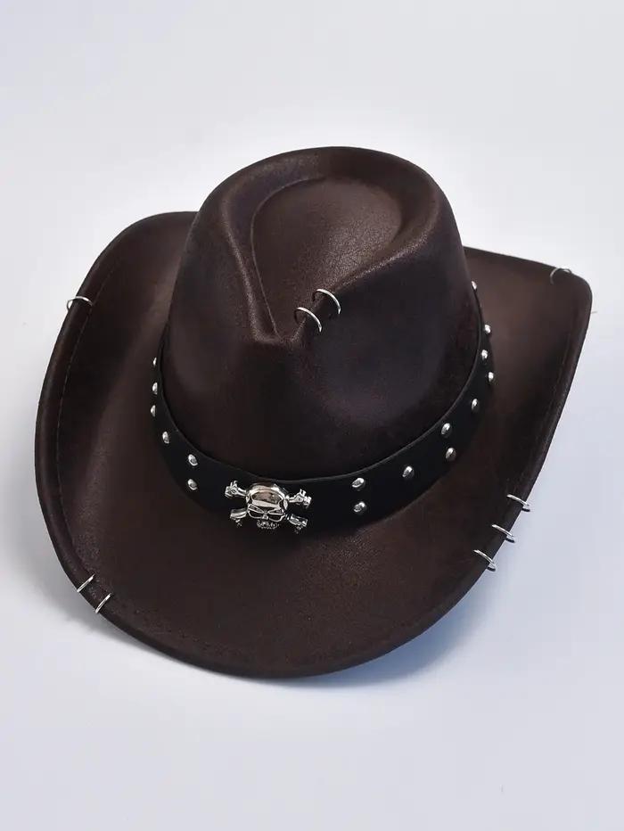 Chapeau de Cowboy occidental Vintage en Faux cuir pour hommes