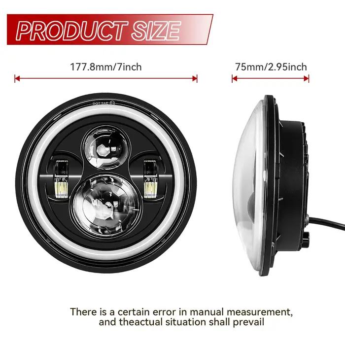 Phare LED pour Moto de 7 pouces, avec 4-1/2 pouces, 4.5 pouces, feu de croisement antibrouillard aux