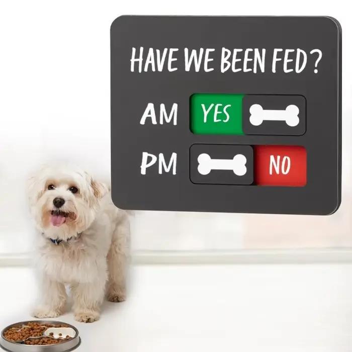 Panneau coulissant magnétique en bois pour rappel d'alimentation des animaux de compagnie, suivi AM/PM, autocollants de rappel d'alimentation pour chiens et chats occasions spéciales