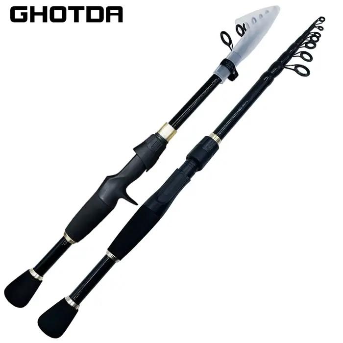 Canne à pêche télescopique 1.6-2.4m ultra légère spinning casting carbone leurres 10-30g accessoires pêche