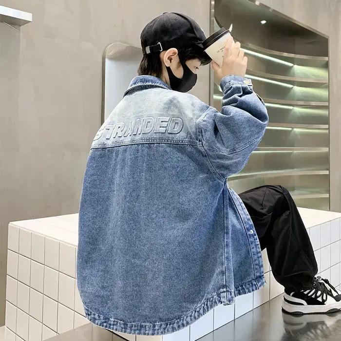 Veste en jean rétro y2k pour enfants, vestes décontractées pour garçons, vêtements d'automne élégants, manteau de luxe pour enfants occasions spéciales