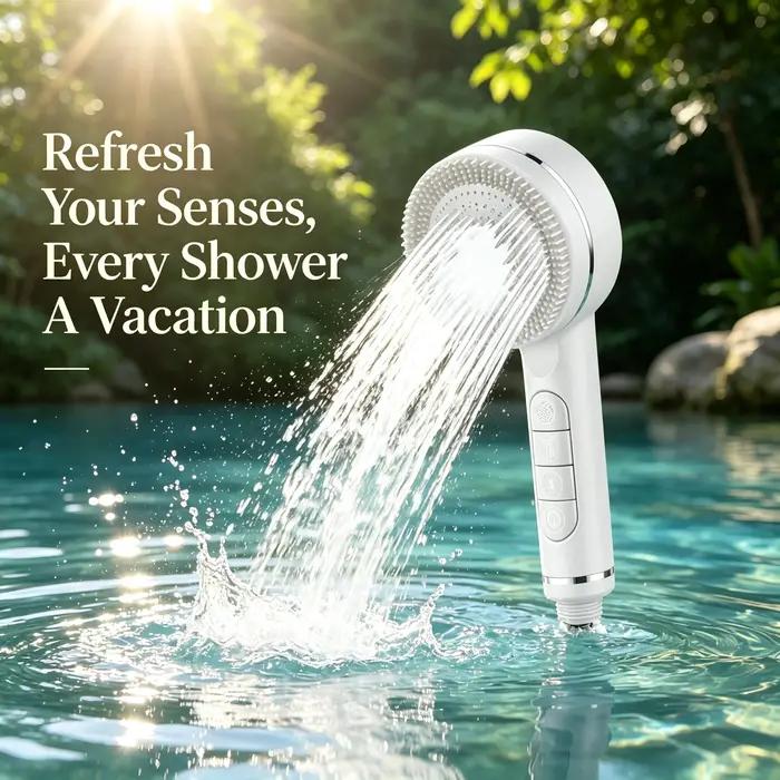 1 pièce Pommeau de douche filtrant portable pour SPA à domicile avec design de massage multifonction, 4 jets puissants réglables pour une cascade d'eau