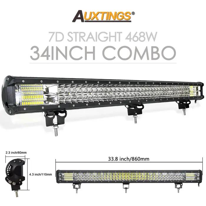 Auxtings 12-45 pouces 180W-612W Tri-Row 7D barre lumineuse LED tout-terrain