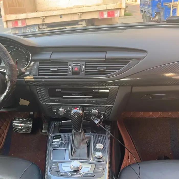 Pour Audi A7 2010-2017 4GB 5D fibre de carbone motif noir intérieur bricolage garniture décalcomanie