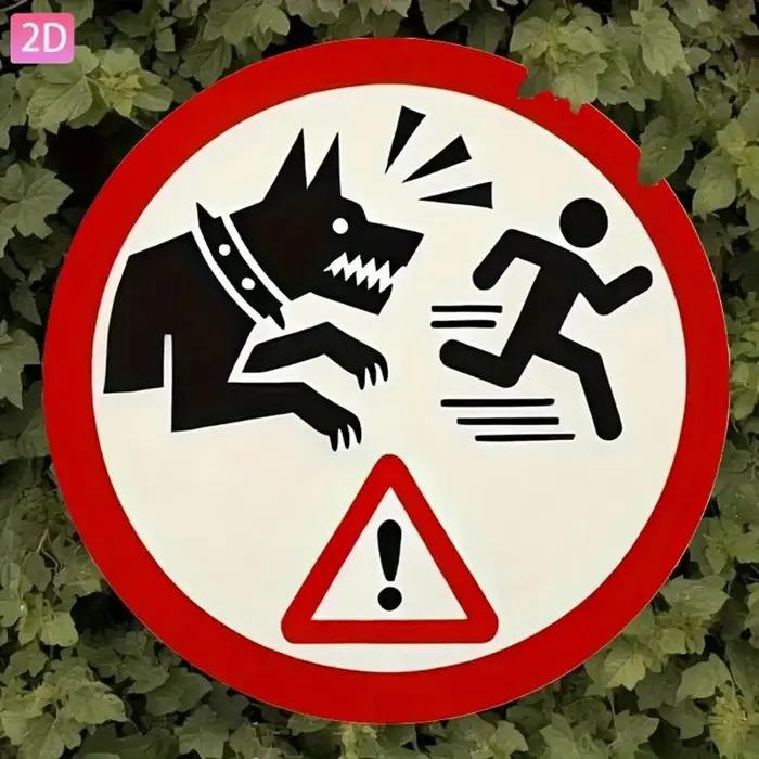 Panneau Rétro Rond pour Chien - Affiche d'Avertissement en Métal Aluminium de 8 Pouces pour Décoration Murale de Jardin