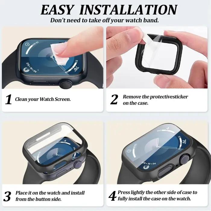 Coque en plastique avec protection écran verre trempé pour Apple Watch Series 11-5 et iWatch 38-46mm à offrir occasions spéciales
