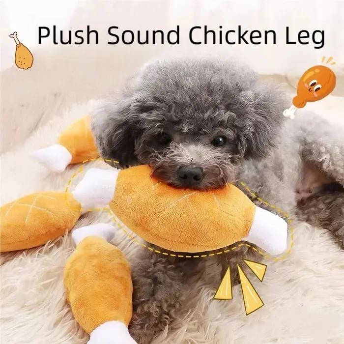 Jouet en peluche couineur en forme de jambe de poulet pour chien