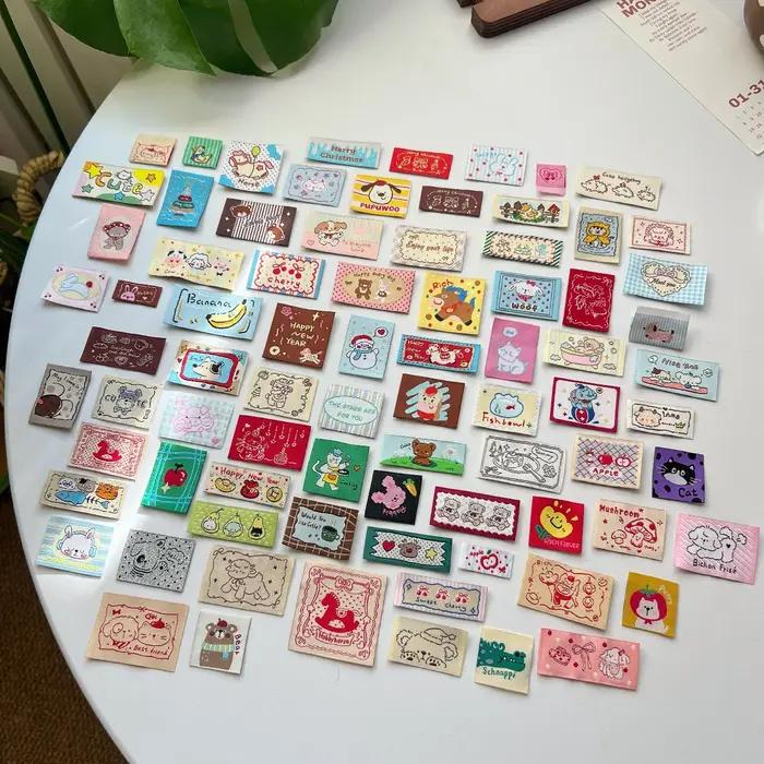 60 étiquettes tissées à la main
