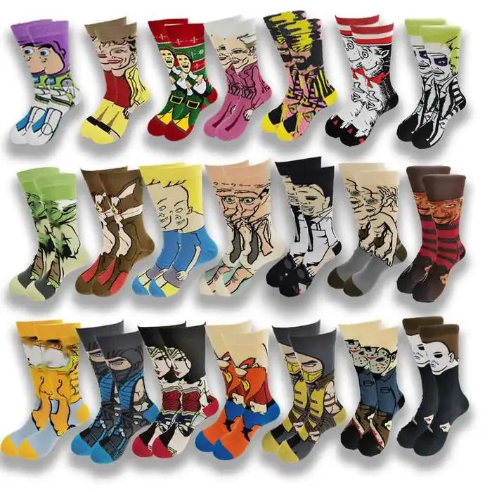 Chaussettes mode anime drôles hommes hip hop personnalité cartoons qualité couture