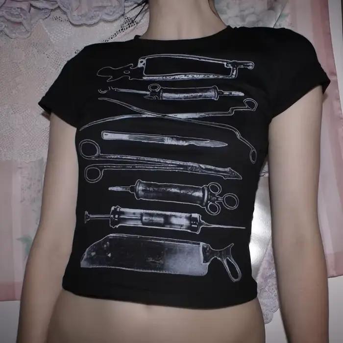 Harajuku Punk Goth Sexy culture hauts femmes été 90s Grunge graphique