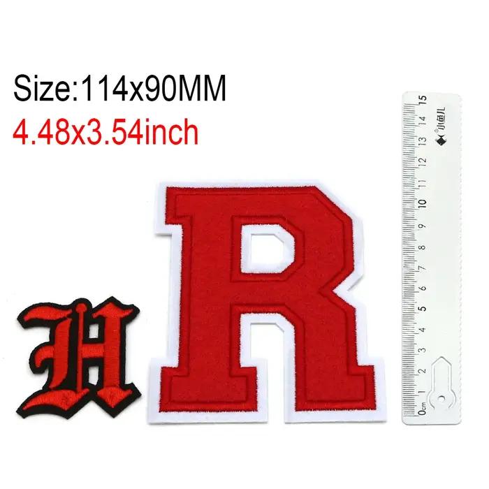 1Pc grandes lettres rouges Patch 114MM Alphabet anglais fer