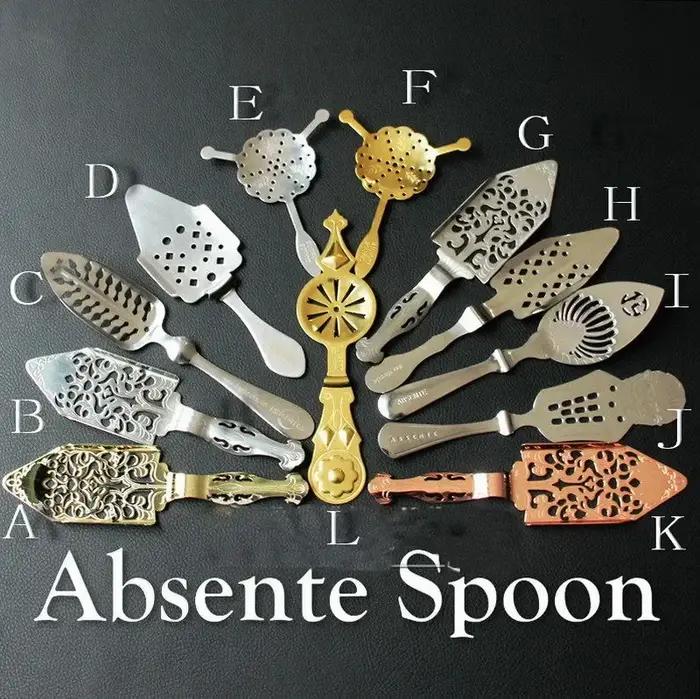 Outils de barman cuillère à Absinthe amère cuillère en acier inoxydable cuillère à glace pour Cockta