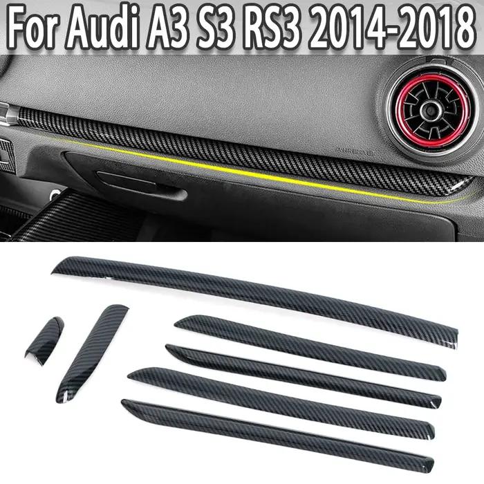 Panneau de porte de Console centrale LHD de voiture, garniture en Fiber de carbone ABS pour Audi A3
