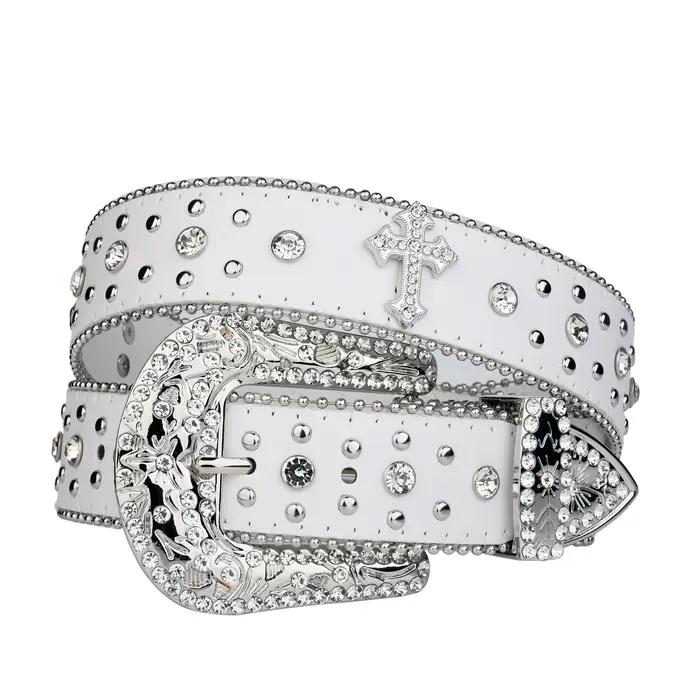 Punk strass blanc ceinture femme mâle mode western jean femme jean bijoux design de mode Y2K jean ce