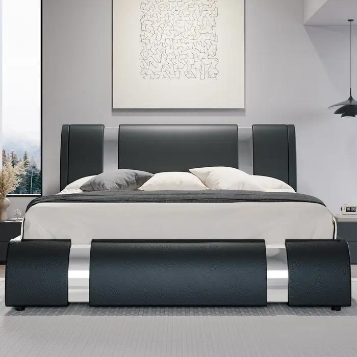 Cadre de lit moderne en similicuir OMIC pour salle de bain, planche de sauna réglable, décor de pièc