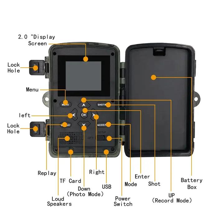 PR4000 WiFi caméra de chasse Bluetooth 1080P 32MP Vision nocturne infrarouge IP66 étanche 2.0 pouces