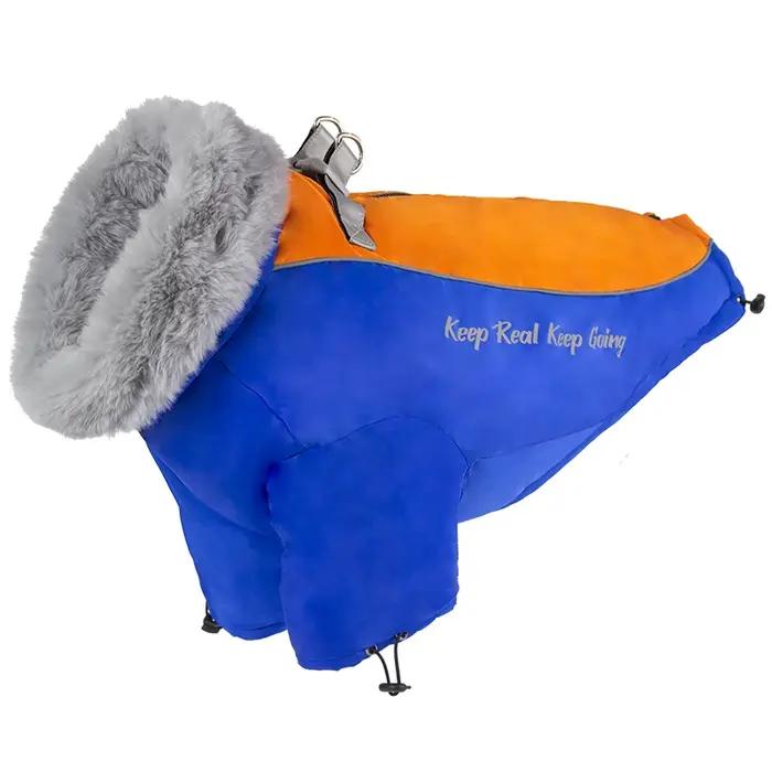 Veste d'hiver pour chien avec grand col en fourrure
