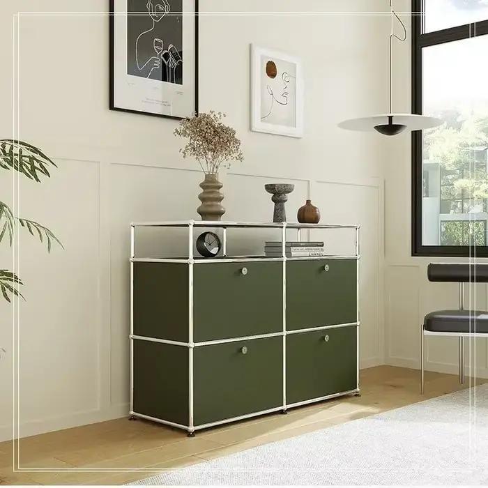 Commode moderne en acier inoxydable vert Olive, meuble TV, Module de rangement, combinaison de buffe