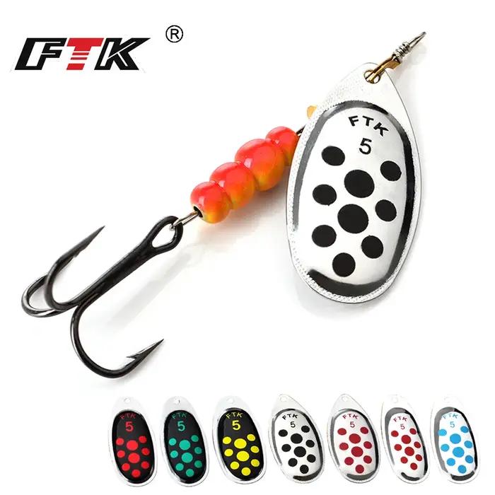 FTK 1PC Spinner Bait 1 # -5 # Leurre de pêche pour bar, leurres durs, cuillère avec hameçon triple